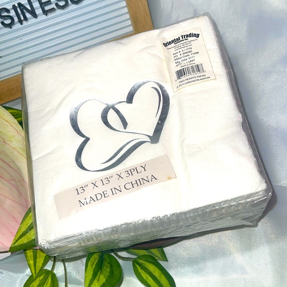 Fun Express Two Hearts Luncheon Napkins (50 pc) two hearts linked as one.